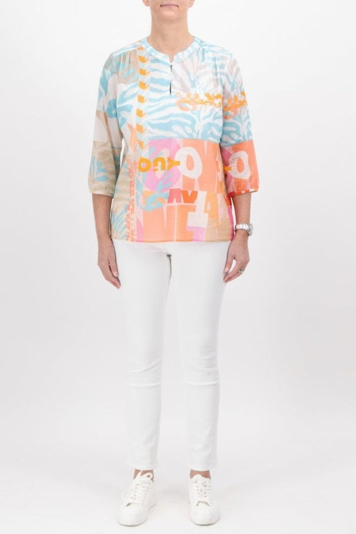 JUST WHITE BLOUSE J4058 | COL=AQUA
