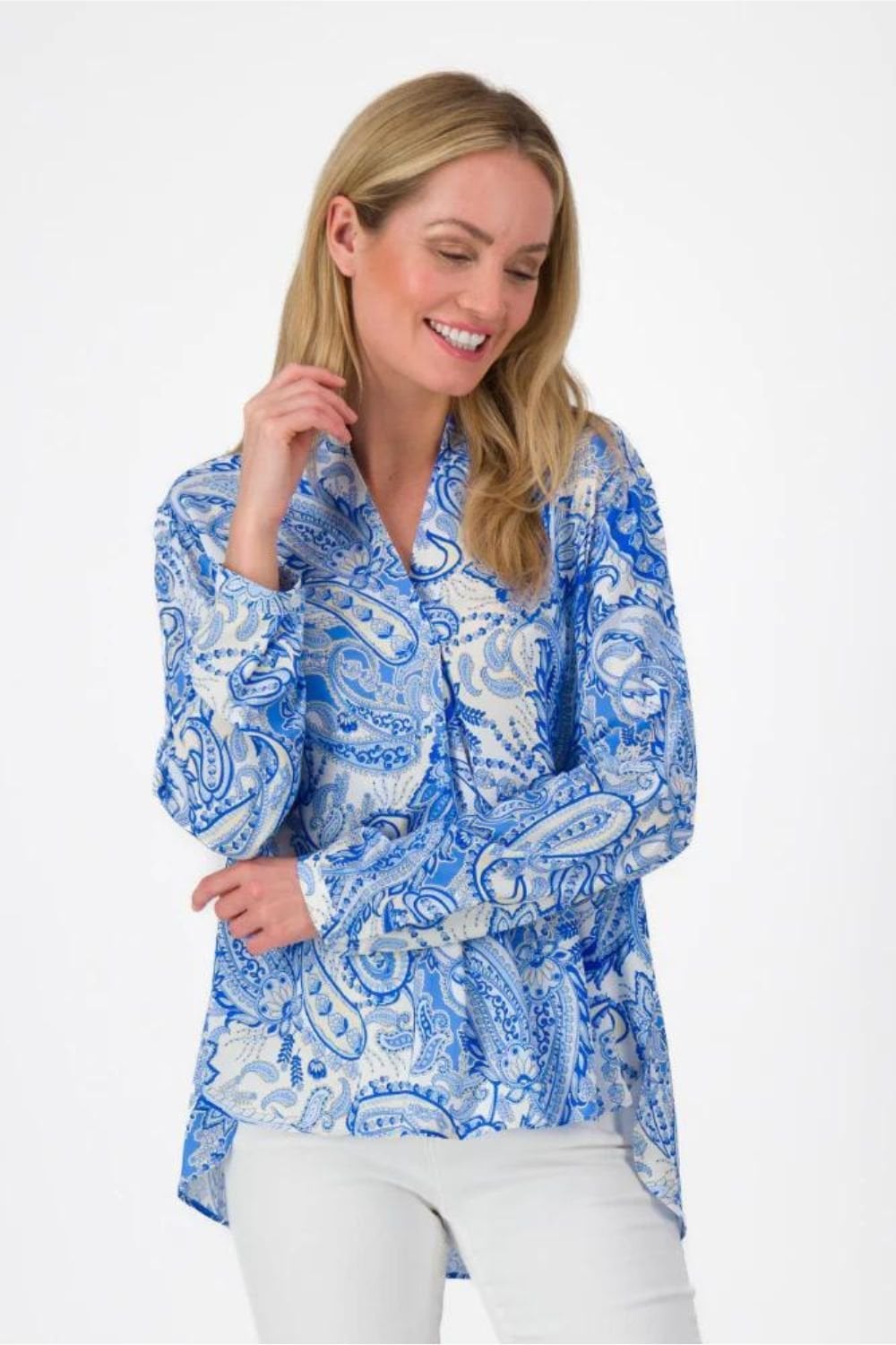 BLUE PAISLEY BLOUSE | COL=BLUE