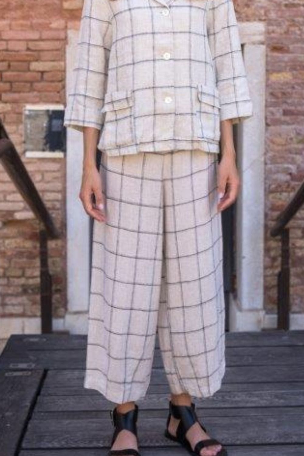 OSASSA CHECK TROUSERS | COL=BEIGE