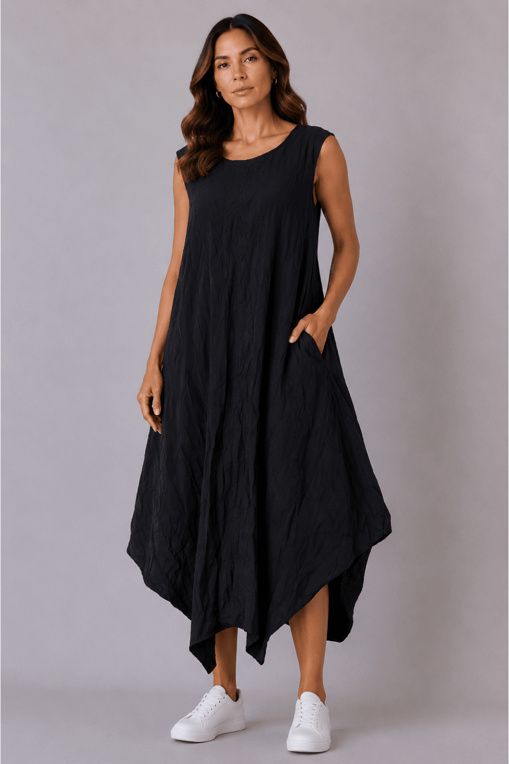 BLACK CRUSH DRESS | COL=BLACK