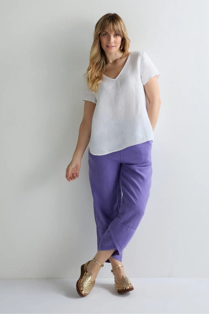 LINEN TULIP HEM BUBBLE TROUSER | COL=CERULEAN,DHALIA