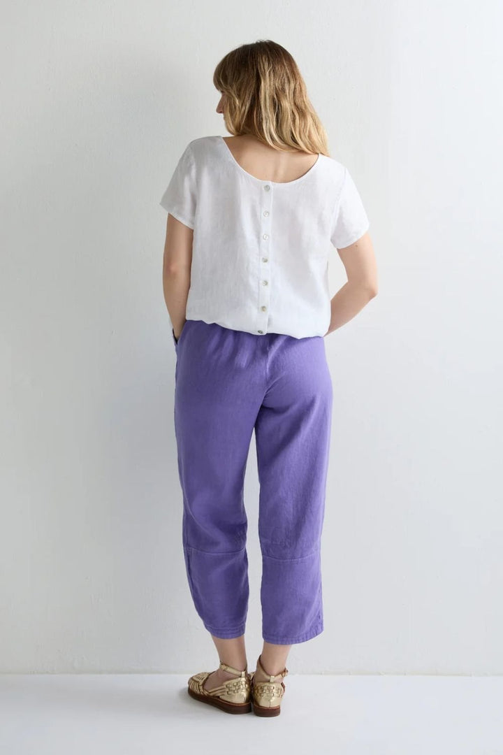 LINEN TULIP HEM BUBBLE TROUSER | COL=CERULEAN,DHALIA