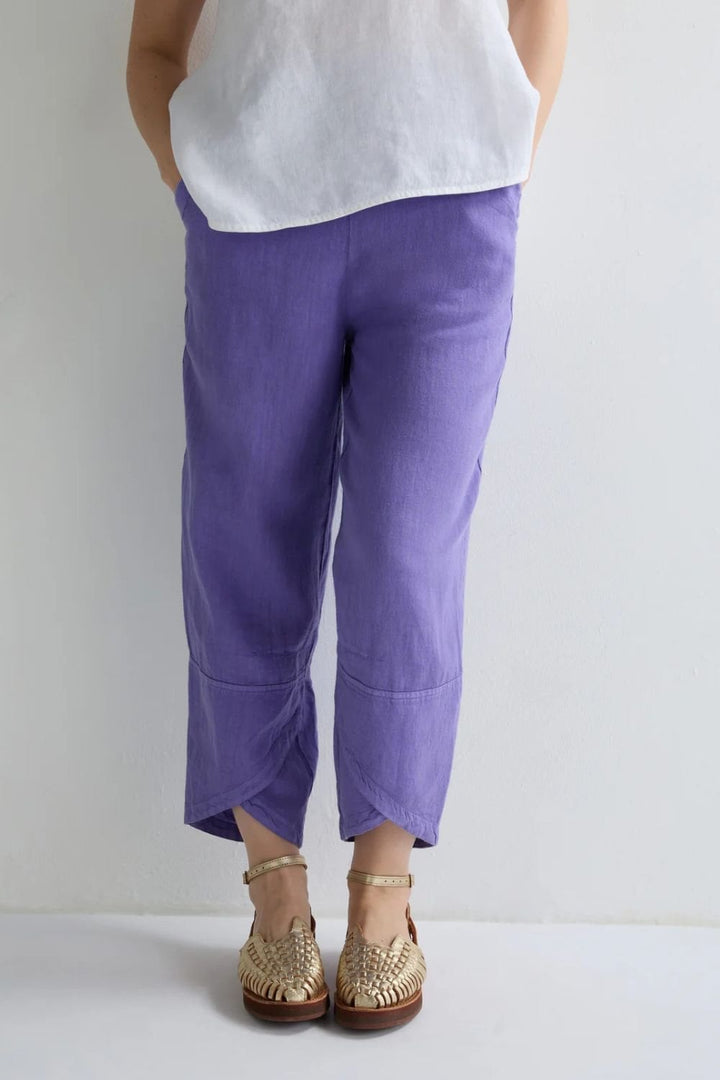 LINEN TULIP HEM BUBBLE TROUSER | COL=CERULEAN,DHALIA