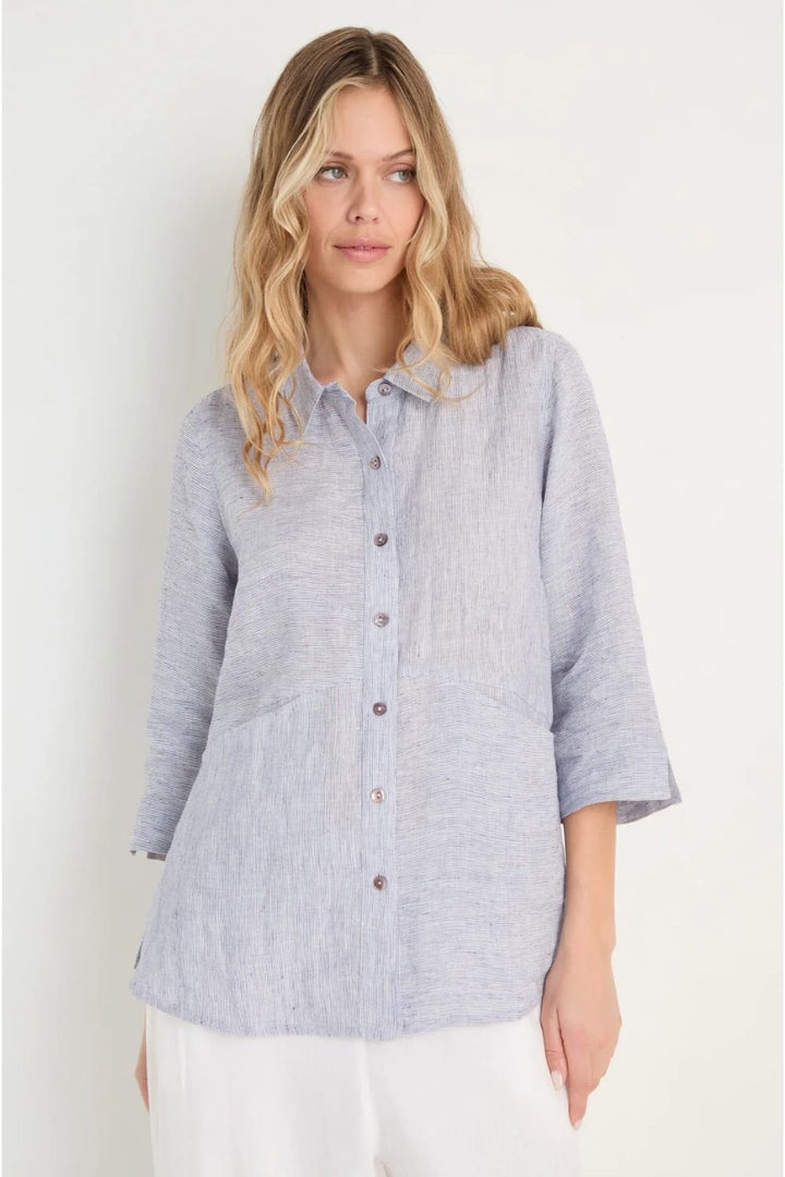 LININ TICKING STRIPE SHIRT | COL=BLUEBERRY