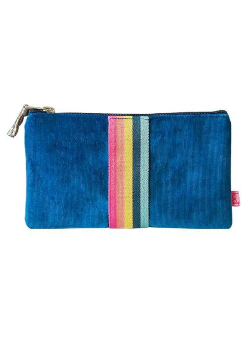 COURDUROY STRIPE  COSMETIC PURSE | COL=BLUE