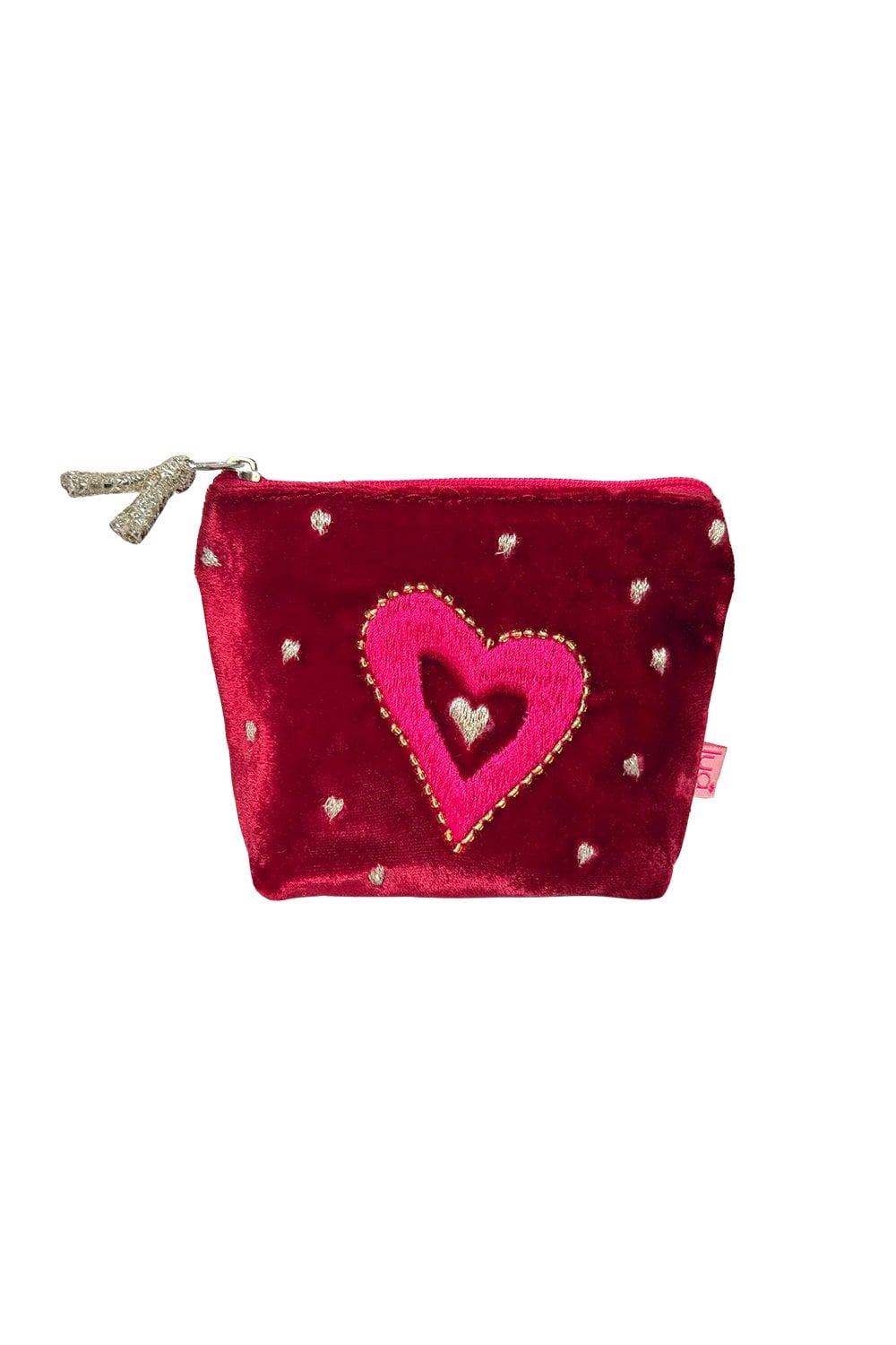 EMBRIODERED HEARTS MINI PURSE | COL=DARK RED