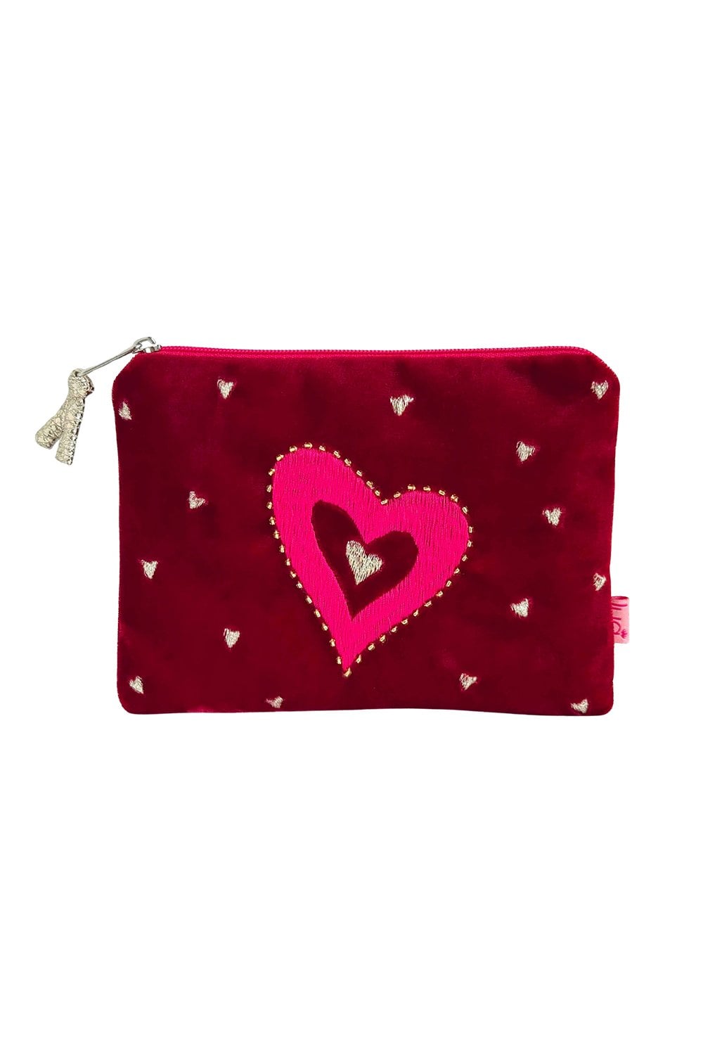 EMBRIODERED HEARTS PURSE | COL=DARK RED