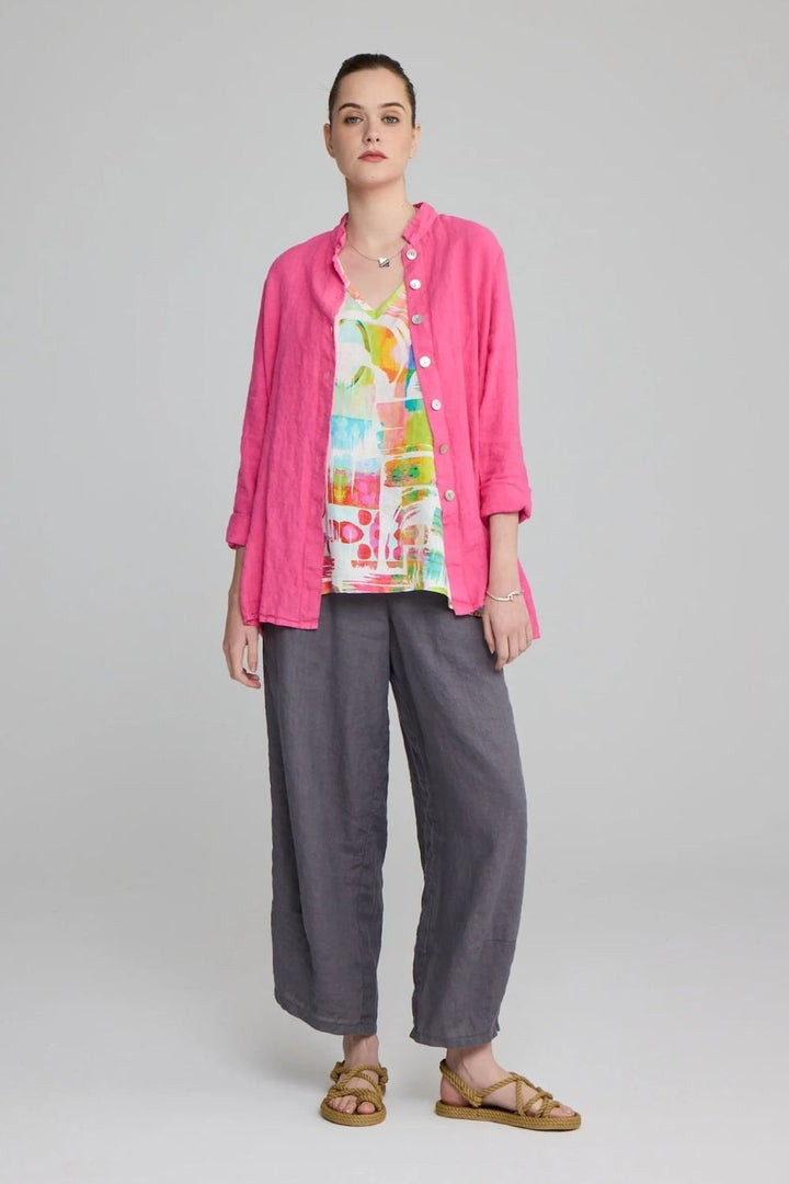 BUTTON LINEN SHIRT | COL=PINK