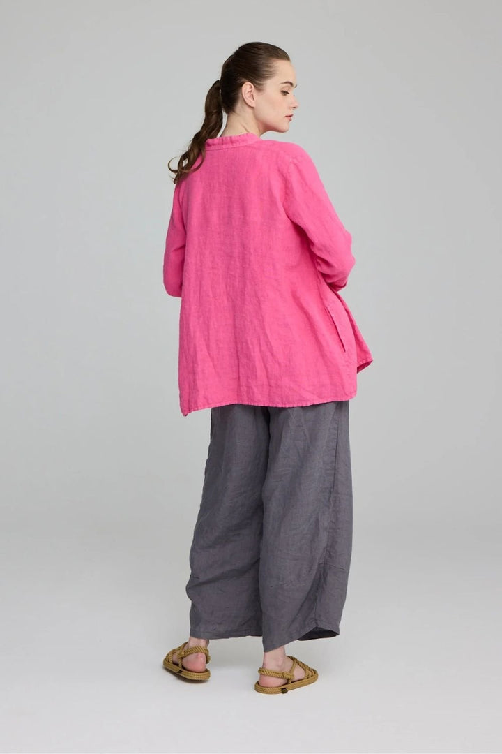 BUTTON LINEN SHIRT | COL=PINK