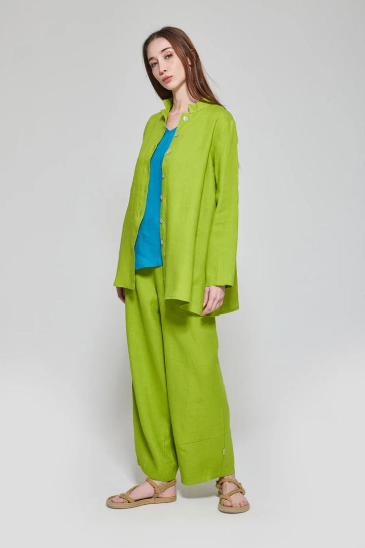 BUTTON LINEN SHIRT | COL=PISTACHIO