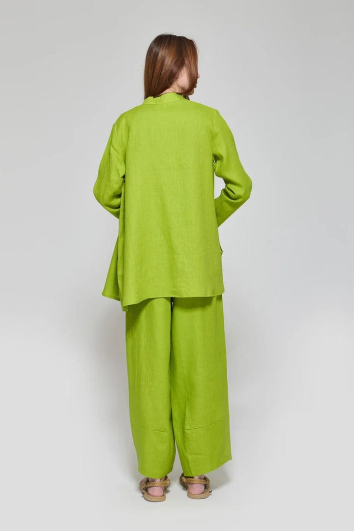 BUTTON LINEN SHIRT | COL=PISTACHIO
