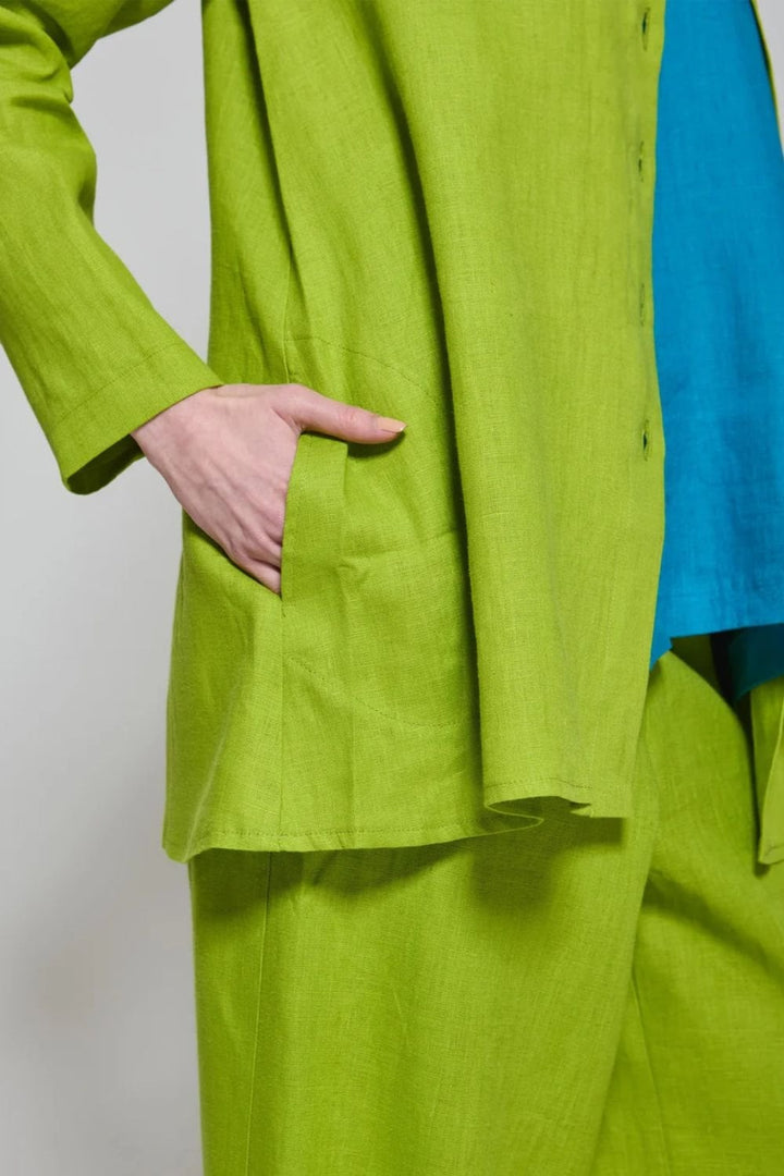 BUTTON LINEN SHIRT | COL=PISTACHIO
