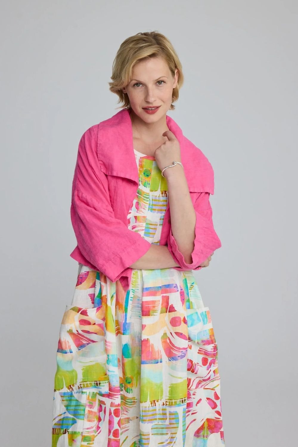 COLLAR LINEN JACKET | COL=PINK