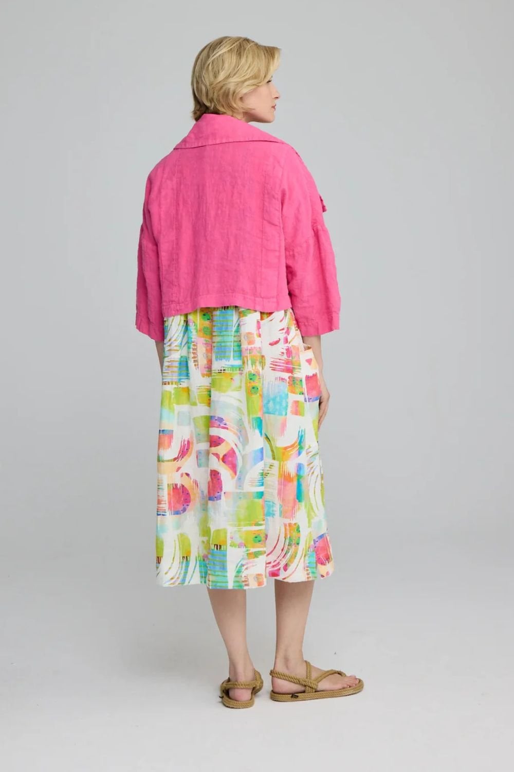 COLLAR LINEN JACKET | COL=PINK