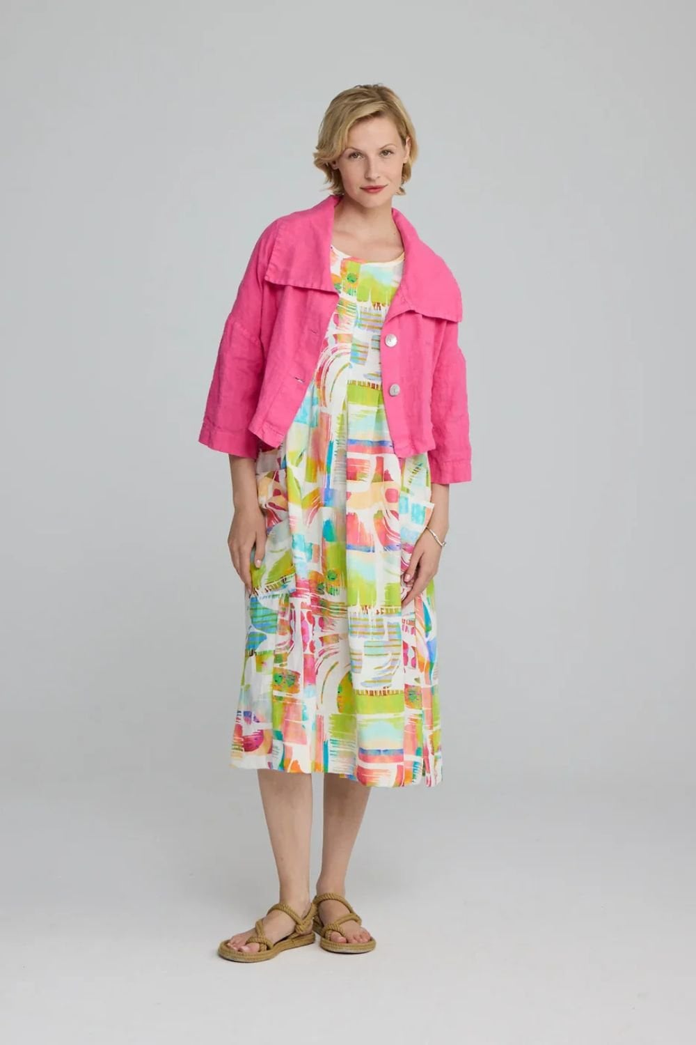 COLLAR LINEN JACKET | COL=PINK