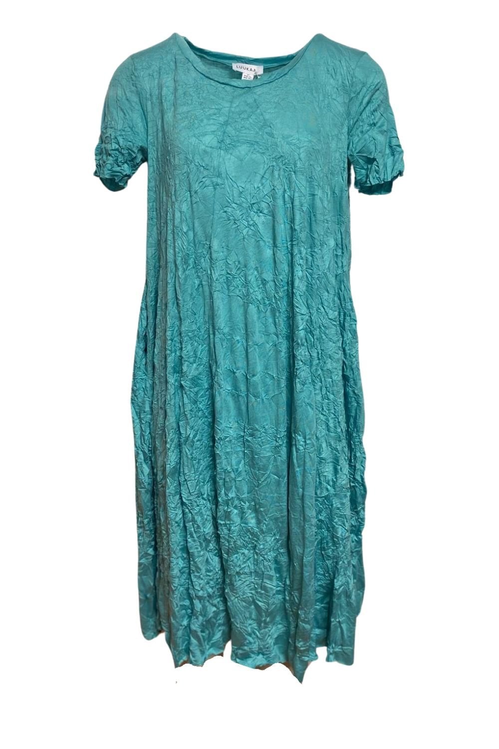 CRUSH TEXTURE DRESS | COL=AQUA