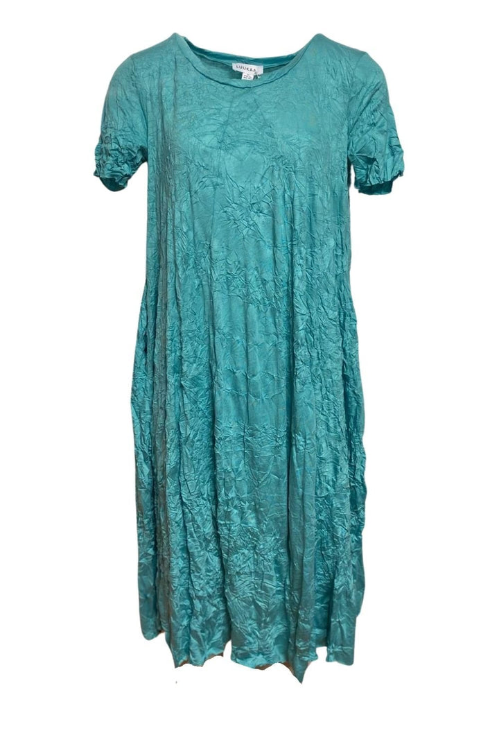 CRUSH TEXTURE DRESS | COL=AQUA