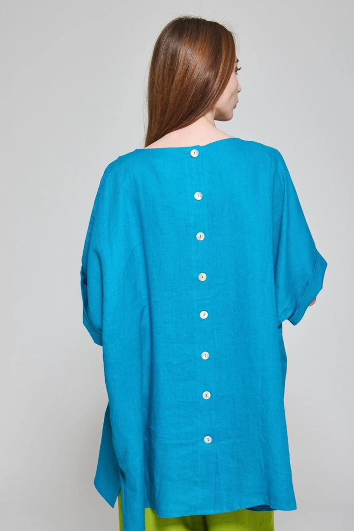 LINEN TOP | COL=TURQ