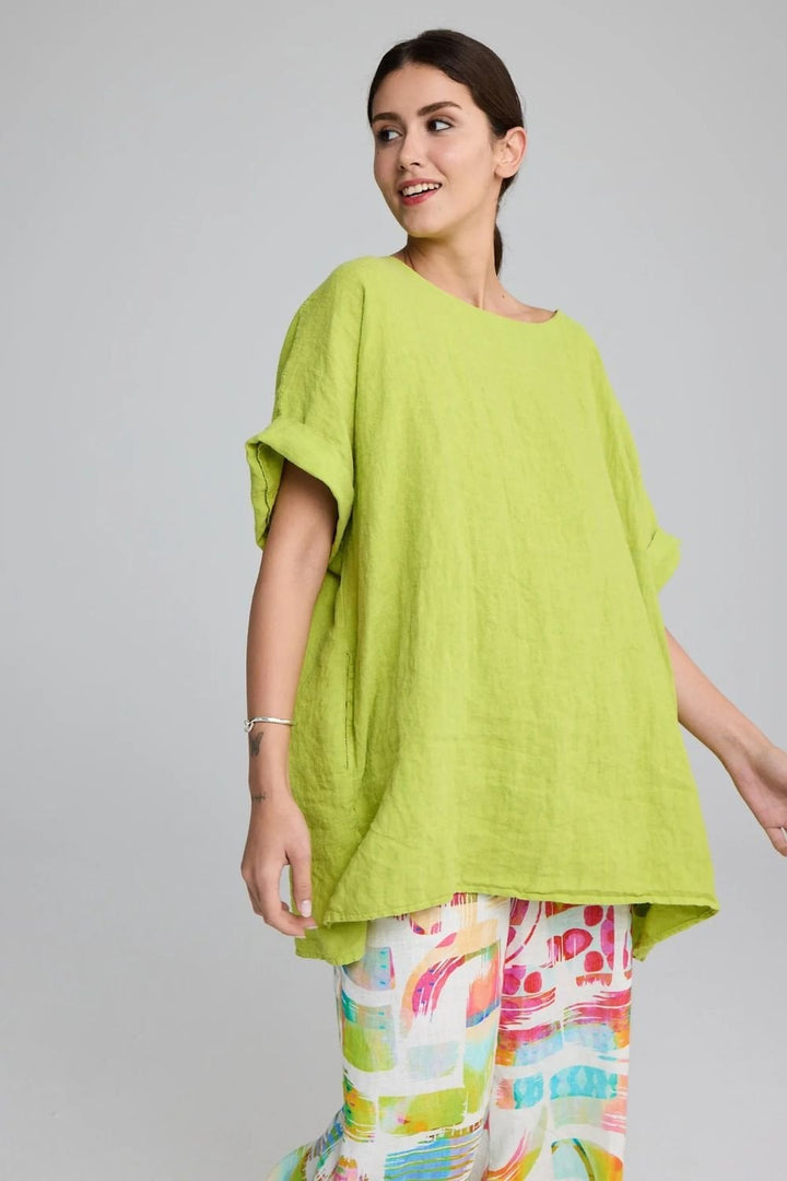 LINEN TOP | COL=PISTACHIO