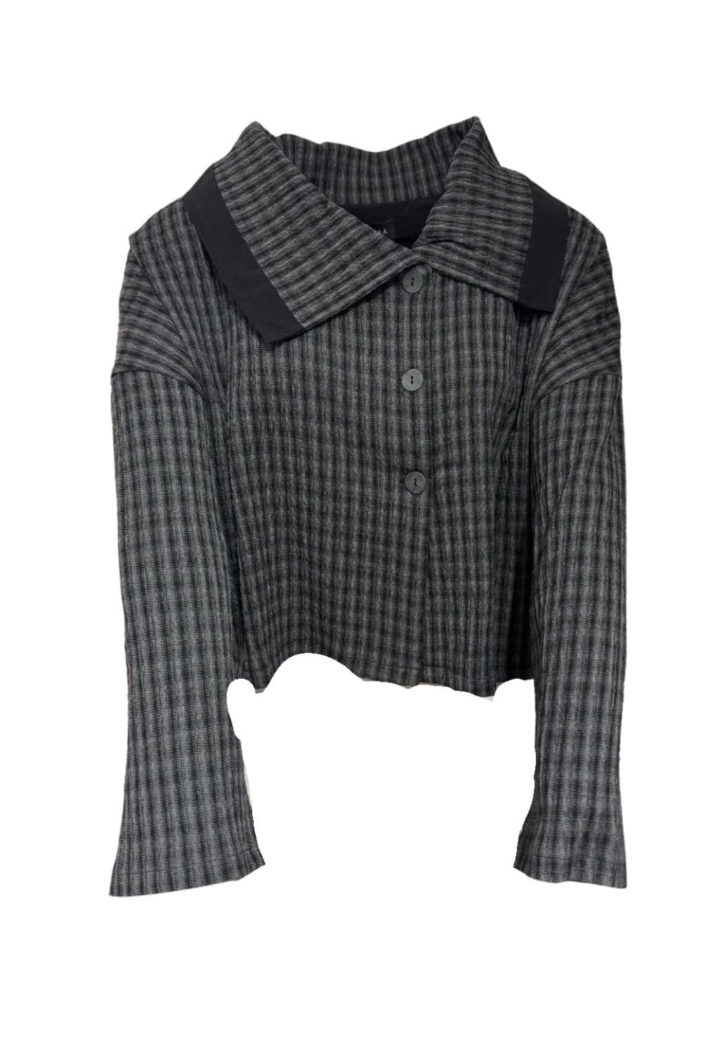 TEXTURED LARGE COLLAR JACKET | COL=GREY