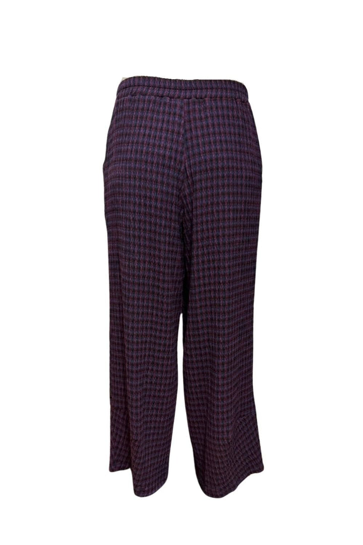 TEXTURED SMALL CHECK TROUSERS | COL=PURPLE