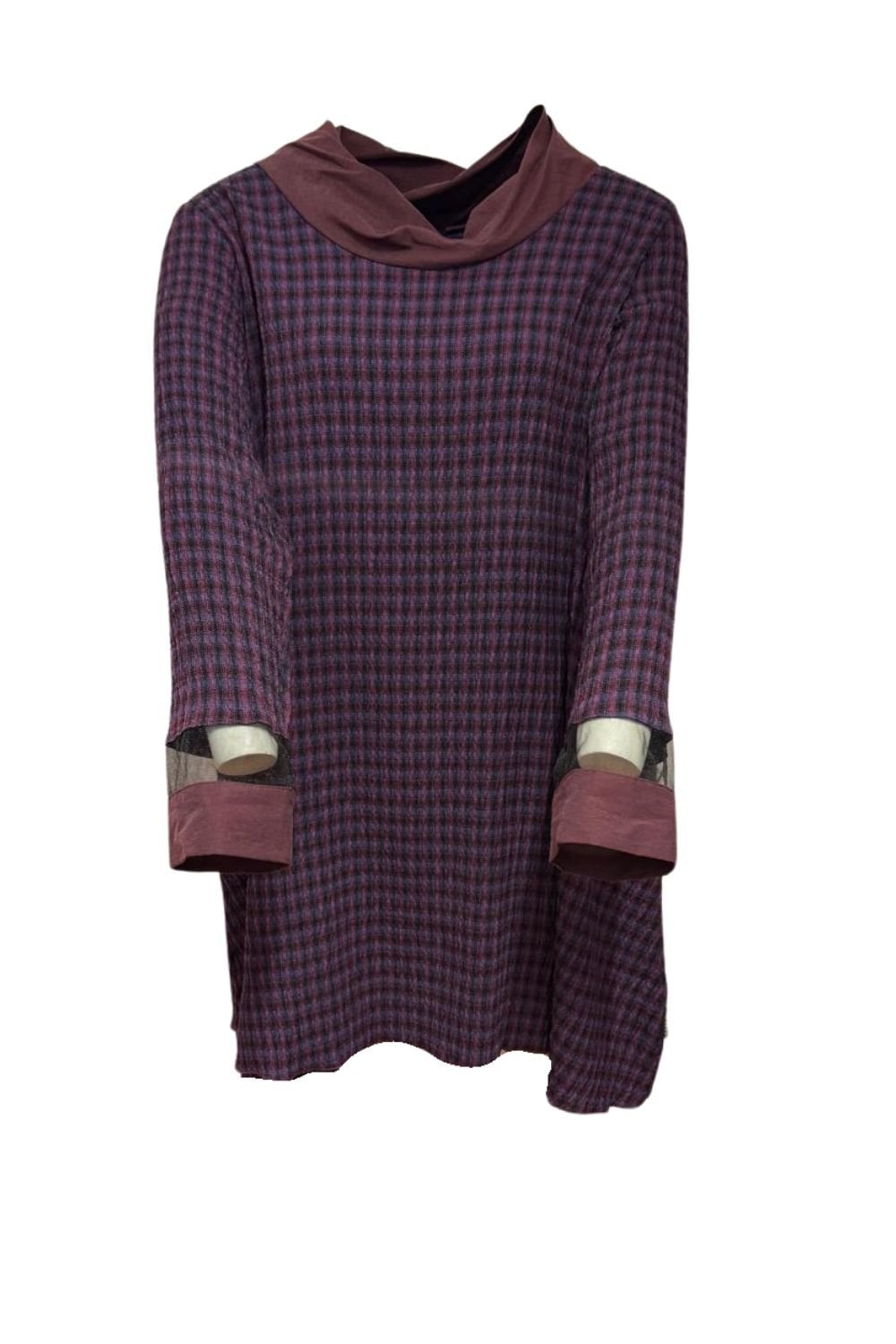 TEXTURED SMALL CHECK TUNIC | COL=PURPLE