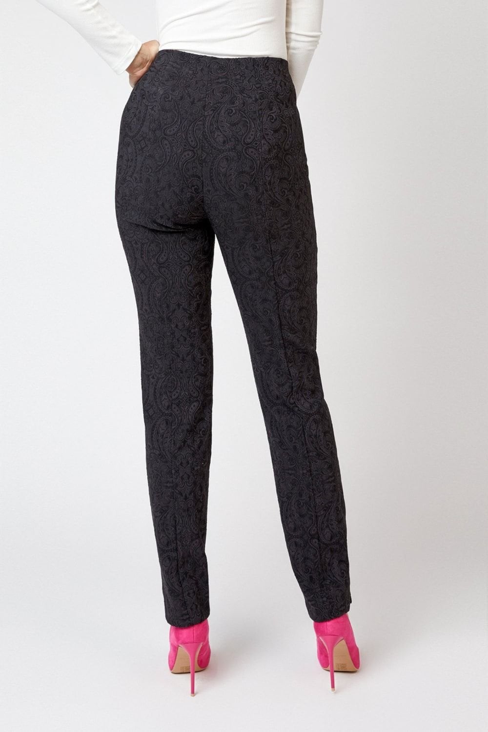 MARIE JACQUARD STRETCH TROUSER | COL=BLACK 90