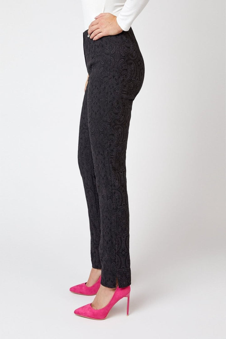 MARIE JACQUARD STRETCH TROUSER | COL=BLACK 90