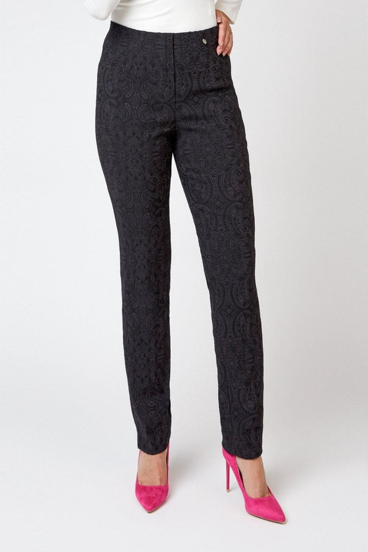 MARIE JACQUARD STRETCH TROUSER | COL=BLACK 90