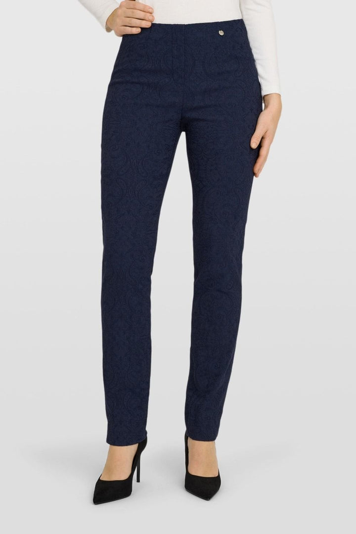 MARIE JACQUARD STRETCH TROUSER | COL=NAVY 69