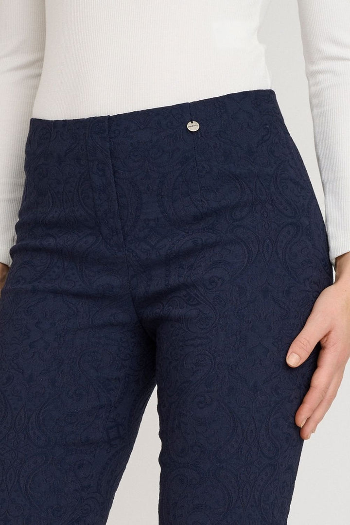 MARIE JACQUARD STRETCH TROUSER | COL=NAVY 69
