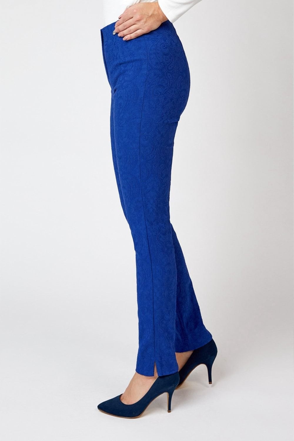 MARIE JACQUARD STRETCH TROUSER | COL=SEABLUE 62