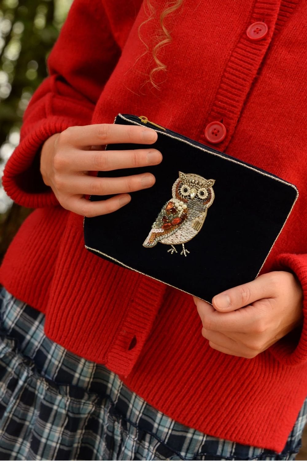 OWL MEDIUM VELVET POUCH | COL=MIX