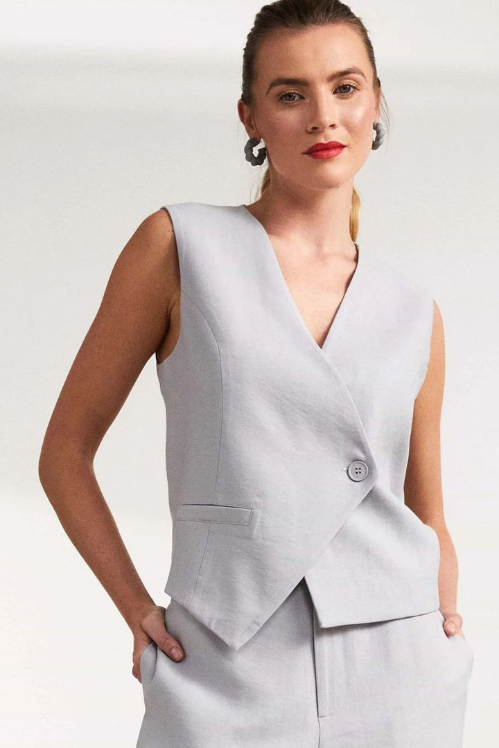 ASYMMETRIC STYLE WAISTCOAT | COL=SILVER