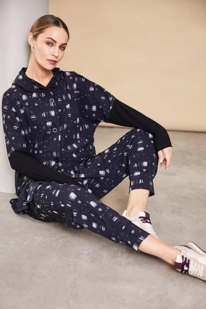 BLUR PRINT CUFF TROUSER | COL=BLACK/GREY