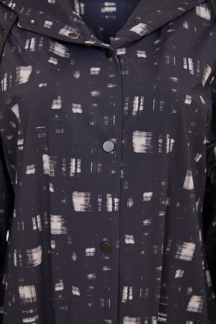 BLUR PRINT HOODED COAT | COL=BLACK/GREY