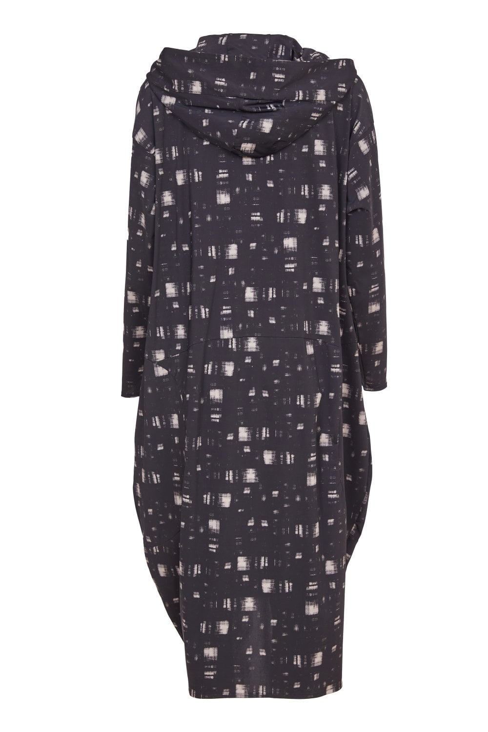 BLUR PRINT HOODED COAT | COL=BLACK/GREY