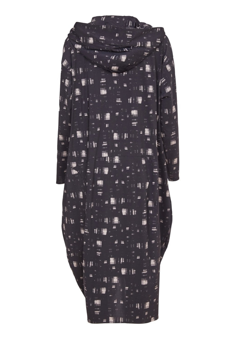 BLUR PRINT HOODED COAT | COL=BLACK/GREY