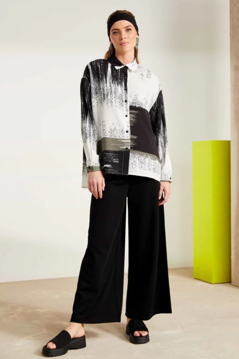 BRUSH STROKE PRINT SHIRT | COL=WHITE