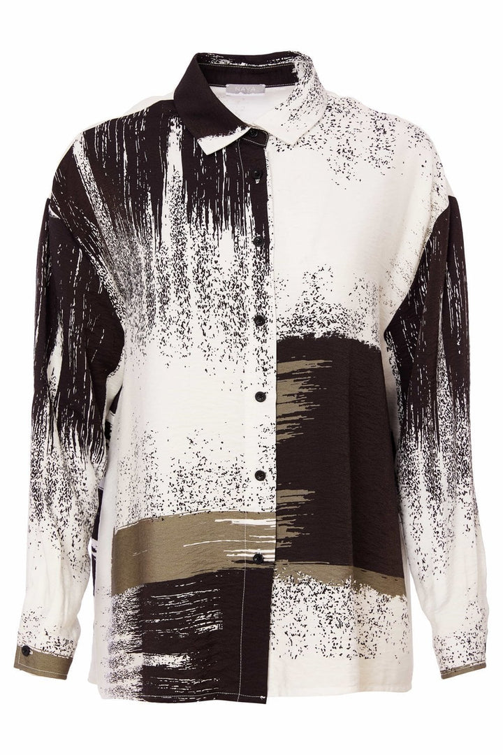 BRUSH STROKE PRINT SHIRT | COL=WHITE