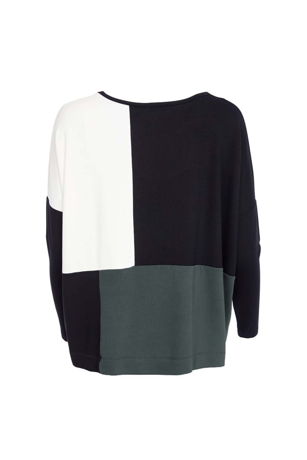 COLOUR BLOCK ROUND NECK TOP | COL=FOREST