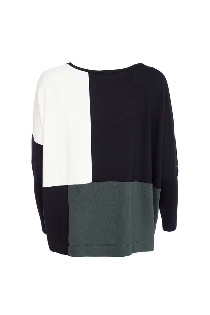 COLOUR BLOCK ROUND NECK TOP | COL=FOREST