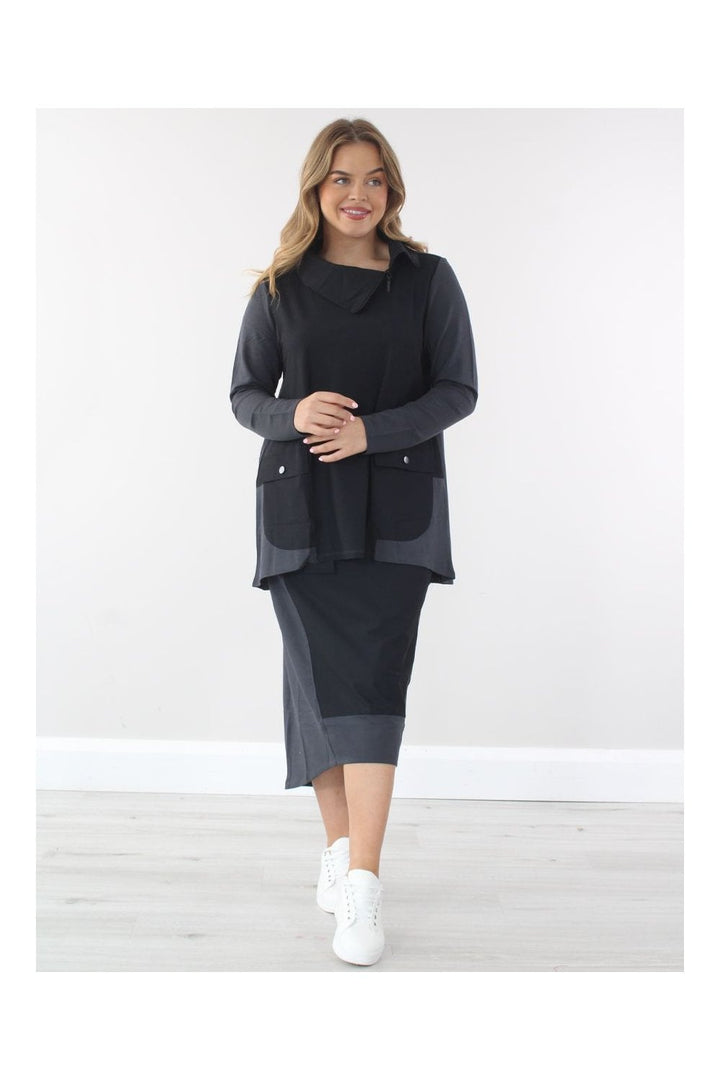 CONTRAST FRONT PANEL SKIRT | COL=ANTHRACITE
