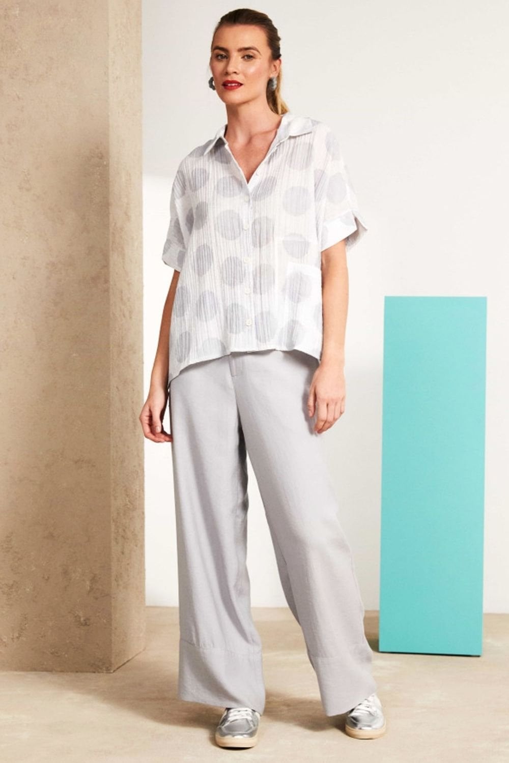 CRINKLE SPOT SHIRT WITH POCKET DETAIL | COL=SILVER