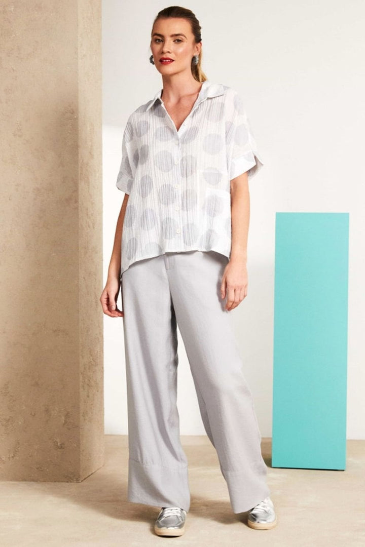 CRINKLE SPOT SHIRT WITH POCKET DETAIL | COL=SILVER