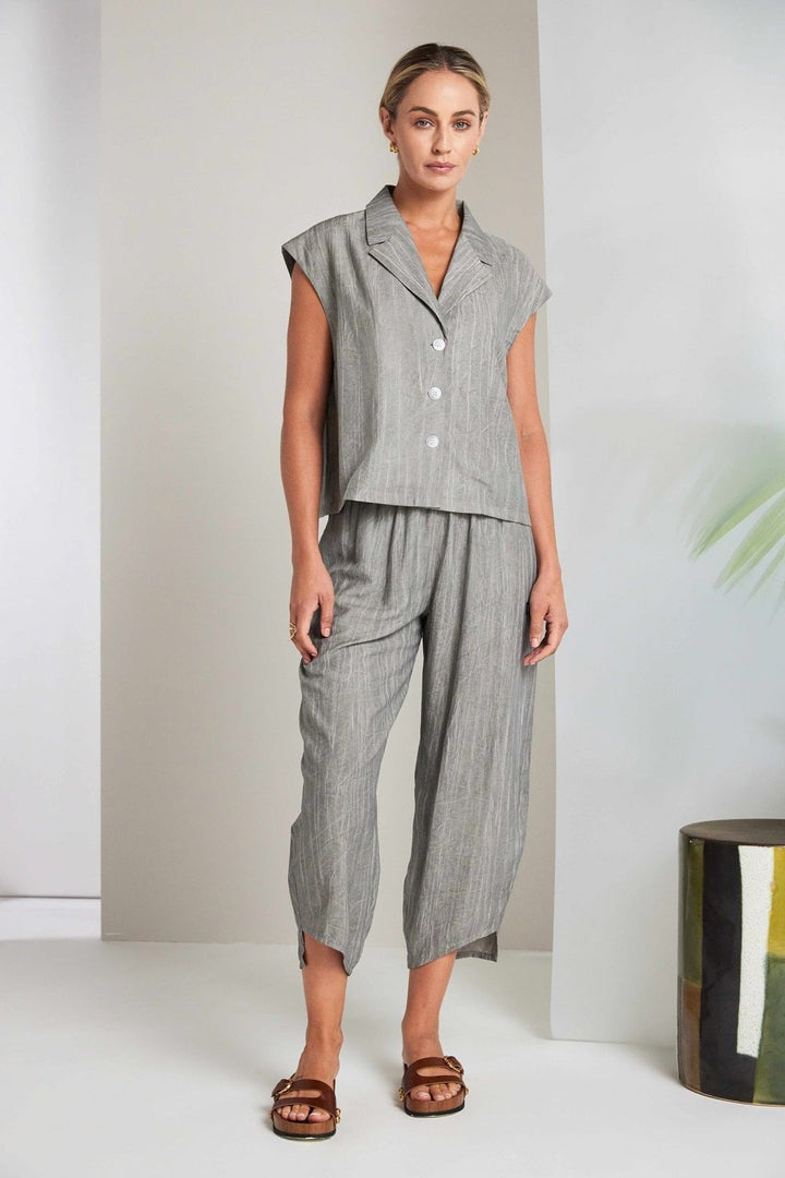 CURVED HEM CRIKLE TROUSER | COL=TAUPE