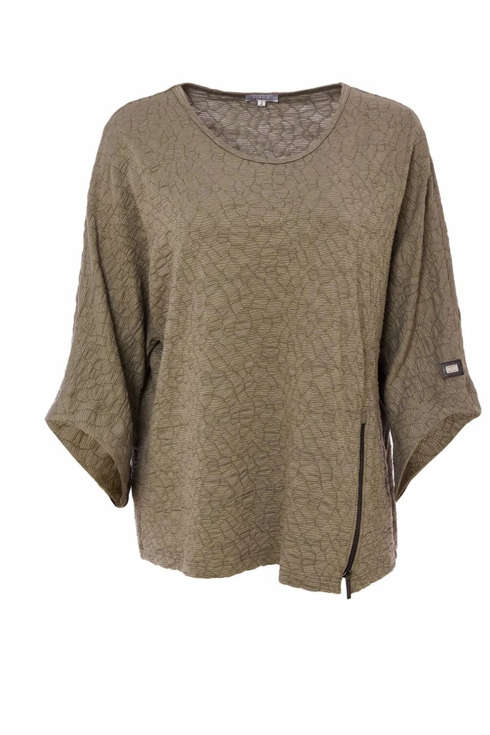 EMBOSSED TOP WITH ZIP DETAIL | COL=ARMY