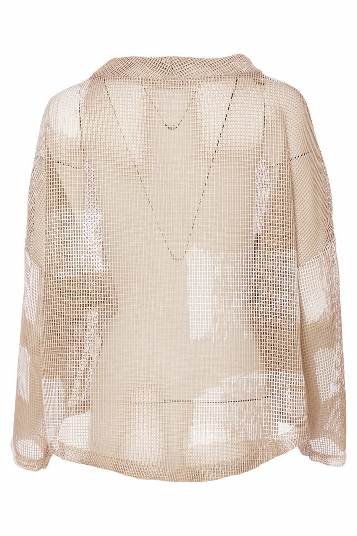 FADED BLOCK FUNNEL NECK TOP | COL=FUDGE