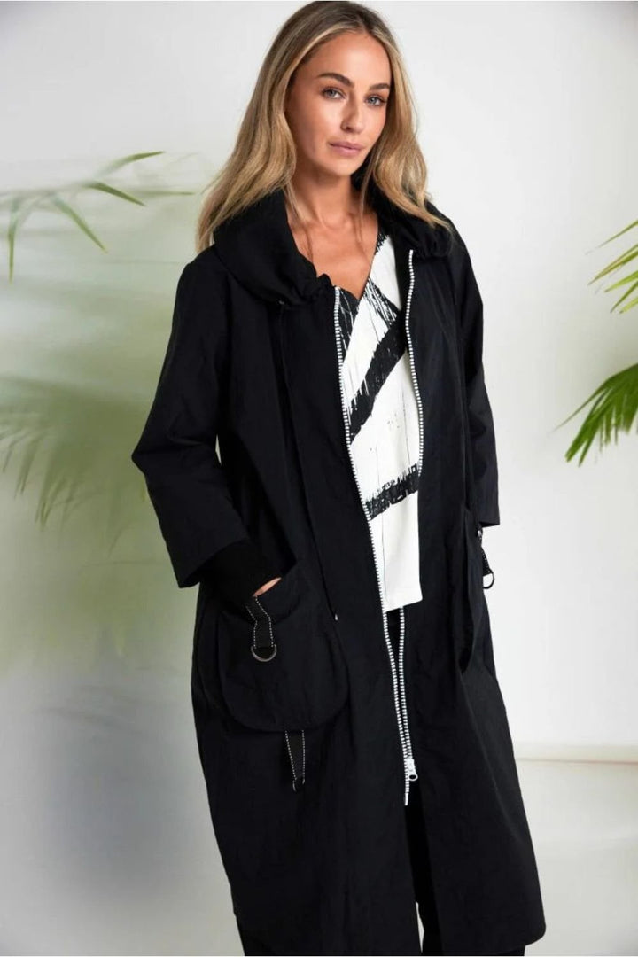 HOODED COAT WITH D RIM TRIM | COL=FRENCH BLUE