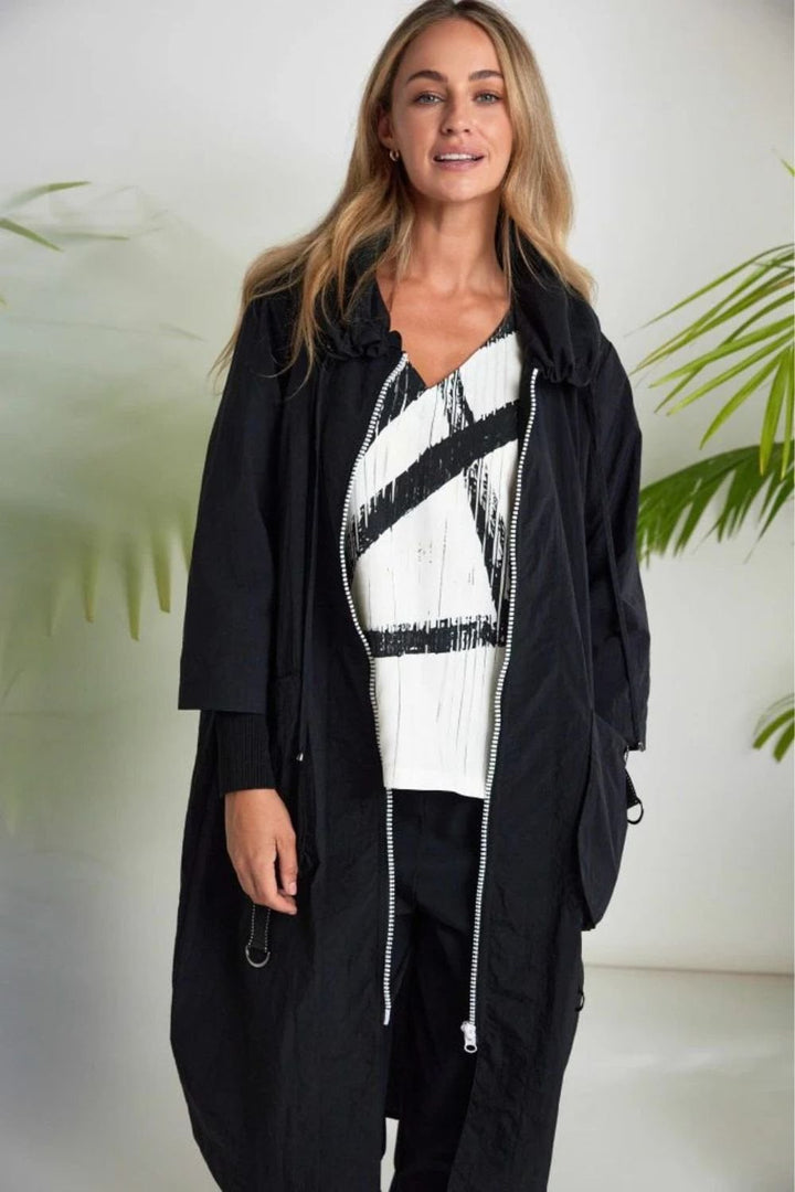 HOODED COAT WITH D RIM TRIM | COL=FRENCH BLUE